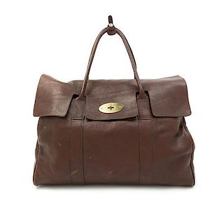 A Mulberry Chocolate Leather Bayswater Bag, 19.75" x 15" x 8.75".