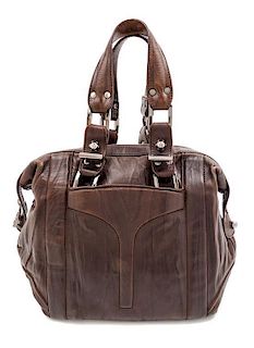 A Zac Posen Brown Leather Handbag, 16" x 12" x 7'.