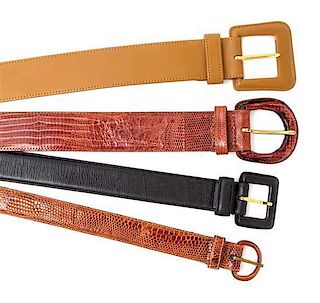 A Collection of Four Leather Belts,