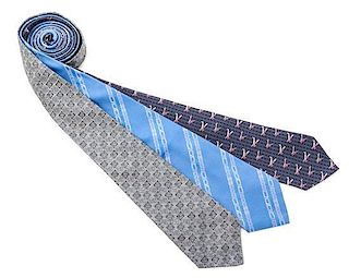 * A Group of Three Chanel Neckties,