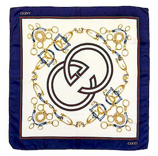 A Pair of Gucci Silk Scarves, 35" x 35".