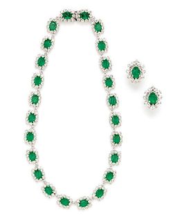 A Christian Dior Faux Emerald Demi-Parure, 16" x .5".