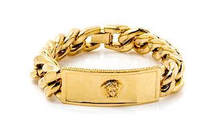 A Gianni Versace Men's Goldtone Curb Link Bracelet, 8" x .75".