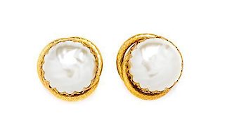 A Pair of Miriam Haskell Faux Pearl Earclips,