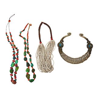 FOUR OLD ETHNIC NECKLACES