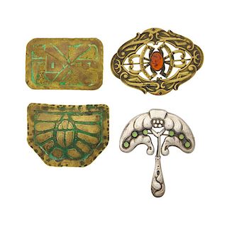FOUR ARTS & CRAFTS STYLE BROOCHES