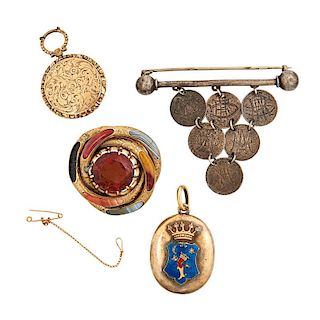 FOUR PIECES VICTORIAN JEWELRY, ACCESSORIES