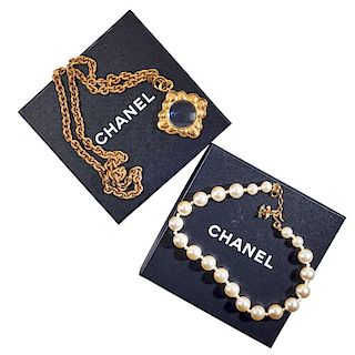 TWO CHANEL COSTUME NECKLACES