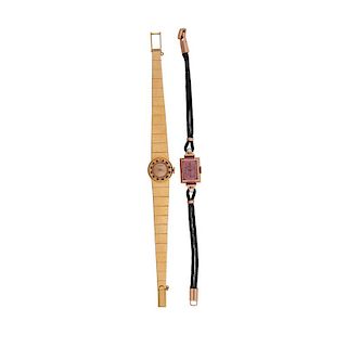 TWO LADIES GOLD OR GEM-SET WRISTWATCHES