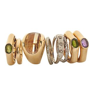 COLLECTION OF GOLD, PLATINUM OR GEM-SET RINGS