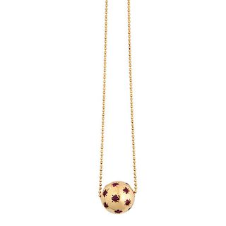 YELLOW GOLD & RUBY ETOILE PENDANT ON CHAIN