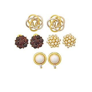 COLLECTION OF GOLD OR GEM-SET EARRINGS