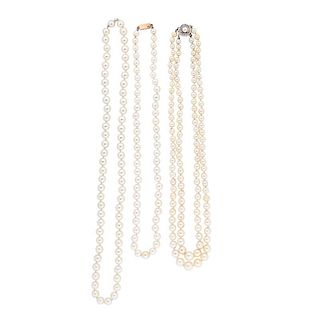THREE CULTURED PEARL NECKLACES