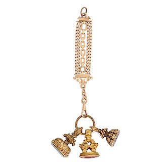 VICTORIAN WATCH FOBS ON GOLD CHAIN
