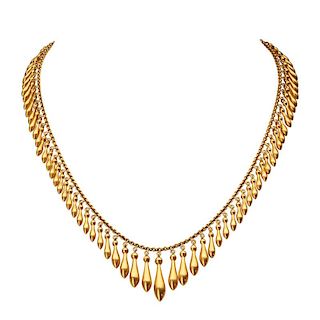 VICTORIAN ARCHAEOLOGICAL REVIVAL YELLOW GOLD NECKLACE