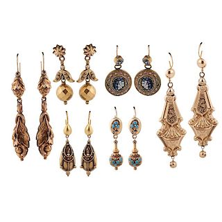 VICTORIAN OR VICTORIAN STYLE EARRINGS, INCL. GOLD
