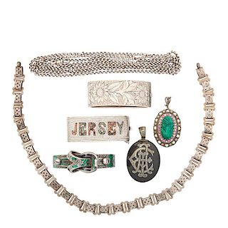 COLLECTION OF VICTORIAN SILVER OR GOLD JEWELRY