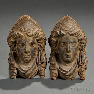 Pair of Cast Iron Liberty Head Architectural Elements