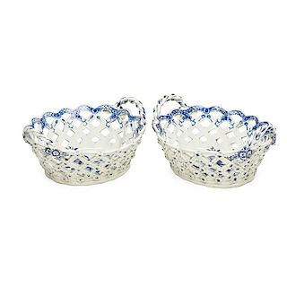 PAIR OF WORCESTER PORCELAIN RETICULATED BASKETS