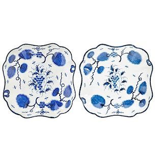 ENGLISH BLUE AND WHITE PORCELAIN PLATTERS