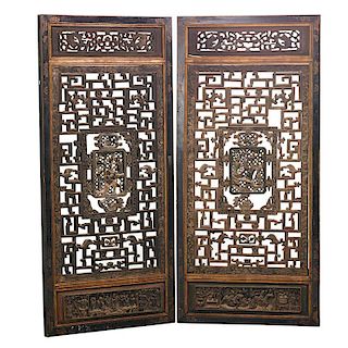 PAIR OF CHINESE WOOD PANELS