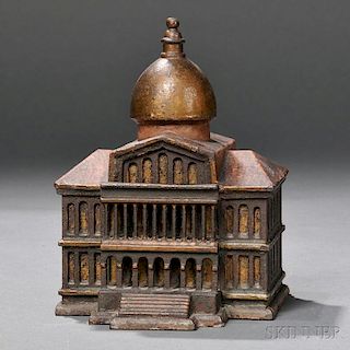 Painted Cast Iron "Boston State House" Still Bank