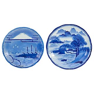JAPANESE BLUE AND WHITE PLATTERS