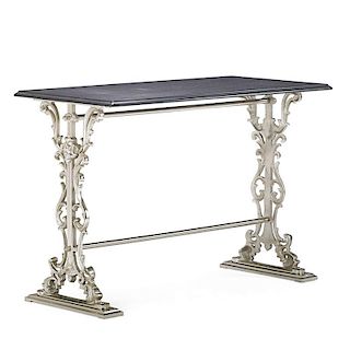 VICTORIAN STYLE SILVERED IRON SIDE TABLE
