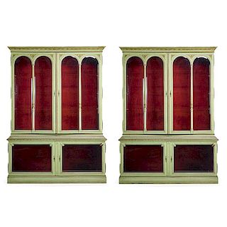 PAIR OF NEOCLASSICAL STYLE PAINTED OAK BOOKCASES