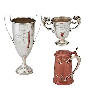 STERLING SILVER TROPHIES AND STEIN