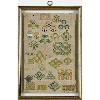 FIVE ENGLISH SAMPLERS AND ONE EMBROIDERY