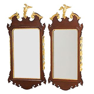 PAIR OF CHIPPENDALE PARCEL GILT MIRRORS