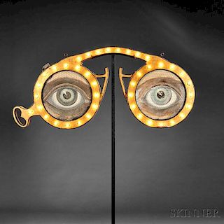 Gilded Steel and Glass Optometrist Sign