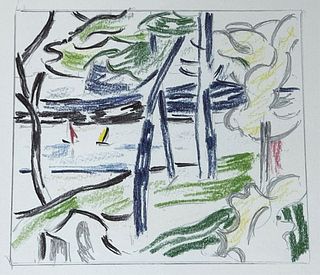 Roy Lichtenstein Landscape Watercolor Sketch Litho