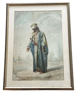 Modesto Faustini Orientalist Watercolor Painting