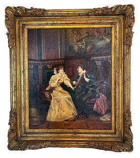 Antique French Romantic Oil Painting after Picard