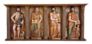 18th C. Spanish Colonial Four Evangelist Carvings