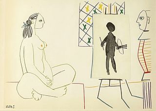 Pablo Picasso "Artist & Model, 1954" Lithograph