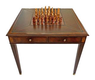 Lloyd Buxton Leather Top Game Table