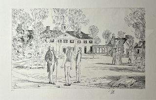 Childe Hassam ''Bowling On The Green'' Etching