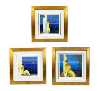 Lot of Three Emile Bellet Lithographs in Colours