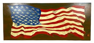 Maxima Lida American Flag Oil Painting on Canvas