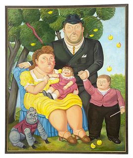 After Fernando Botero's "La Familia" Oil Painting