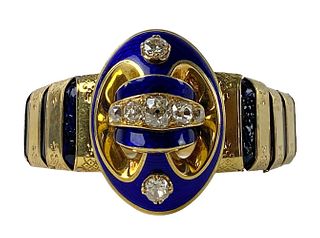 Deco 18K Gold & 3.75ctw Diamond Enameled Bracelet