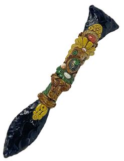 Aztec Obsidian Tecpatl Sacrificial Dagger