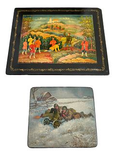 Two (2) Russian Socialist Realism Lacquer Boxes