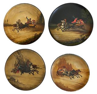 Antique Imperial Russian Lacquer Plate Miniatures