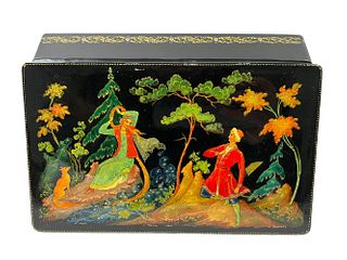 Russian Palekh School Hand Painted Lacquer Box