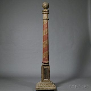 Turned and Painted Wood Barber Pole
