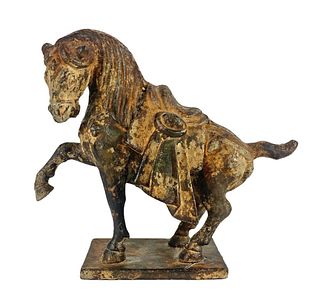 Antique Chinese Cast Iron Horse Sculpture